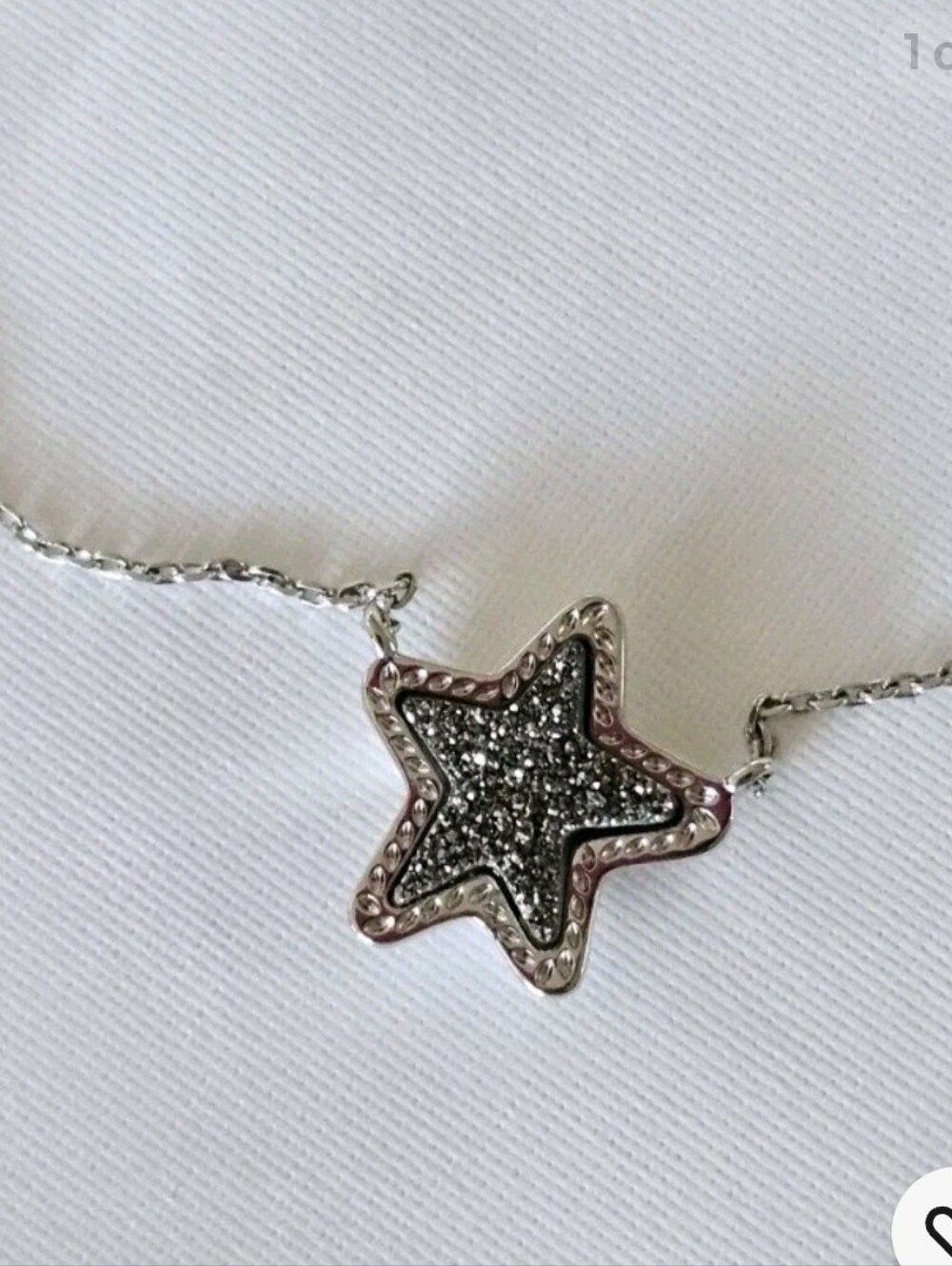 Kendra Scott Platinum Drusy Star Necklace Silver Tone